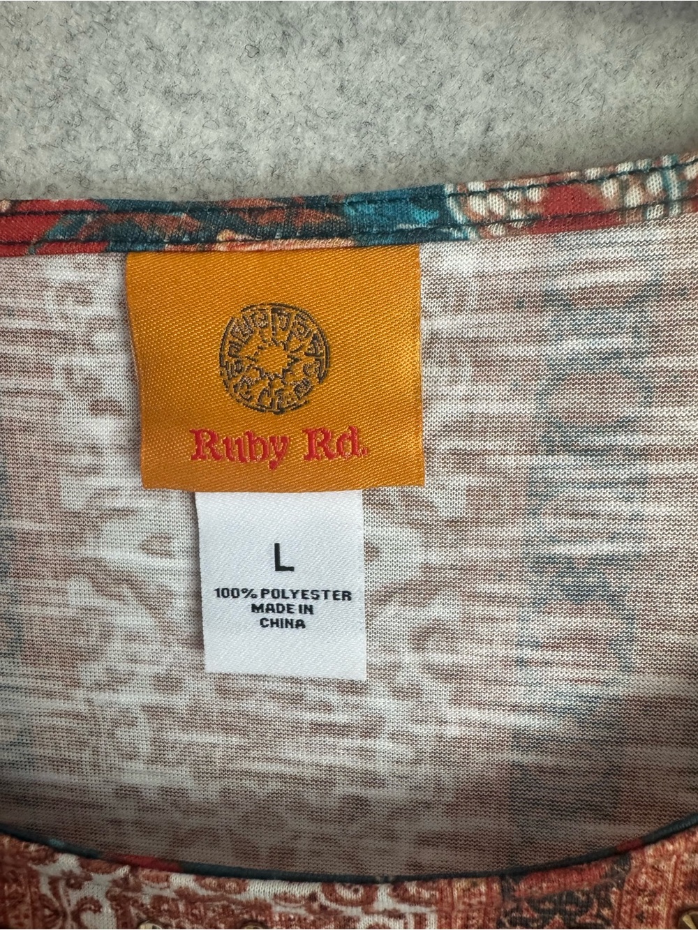 Ruby Rd. Teal & Rust Paisley Scoop Neck Tunic - Picture 2 of 7